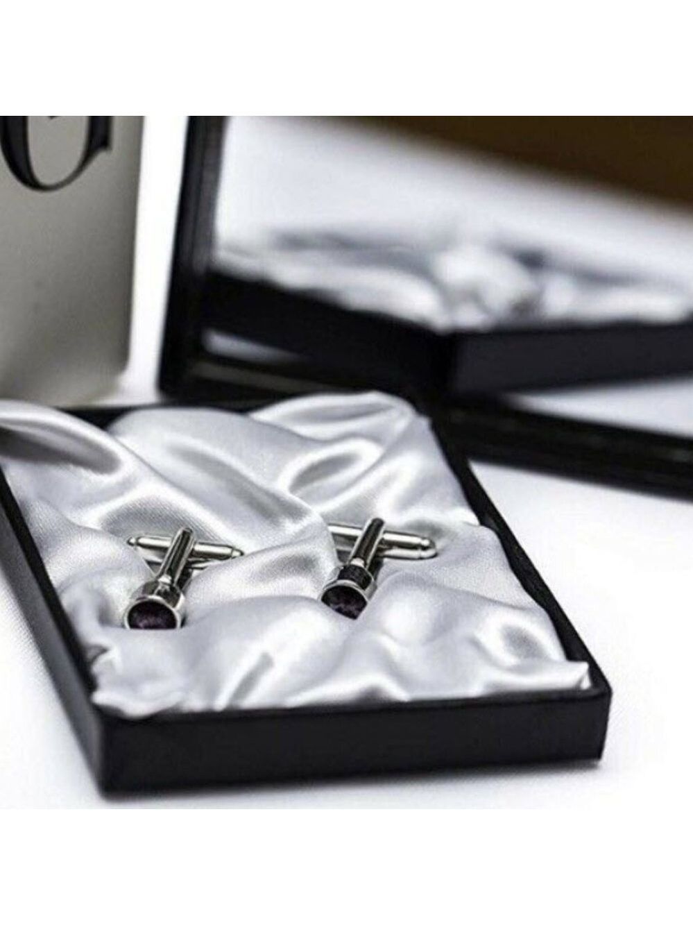 Classic Men's Lavender Dot Cufflinks - Picture 2 of 6